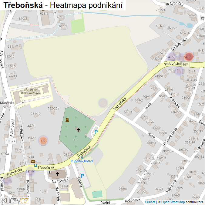 Mapa Třeboňská - Firmy v ulici.