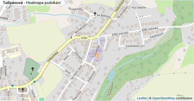 Tulipánová - mapa podnikání