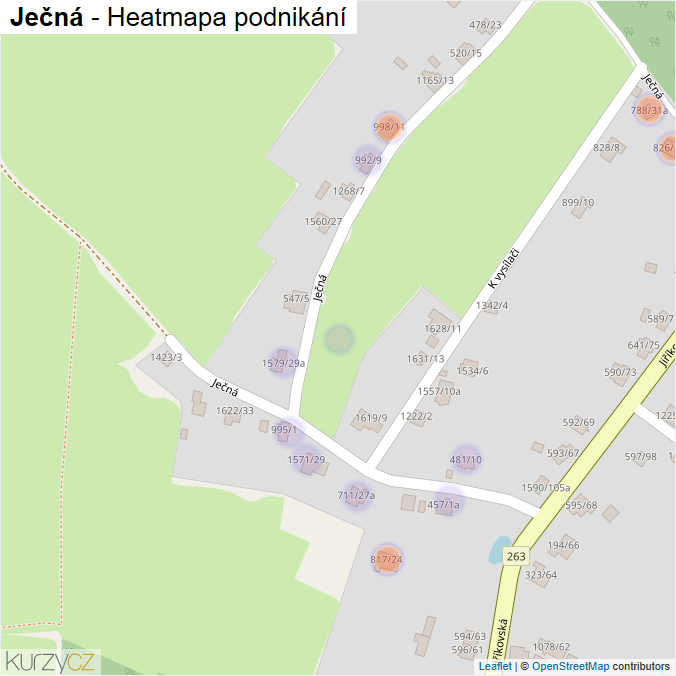Mapa Ječná - Firmy v ulici.