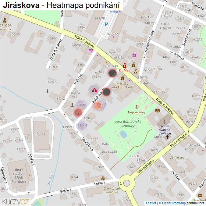 Mapa Jiráskova - Firmy v ulici.