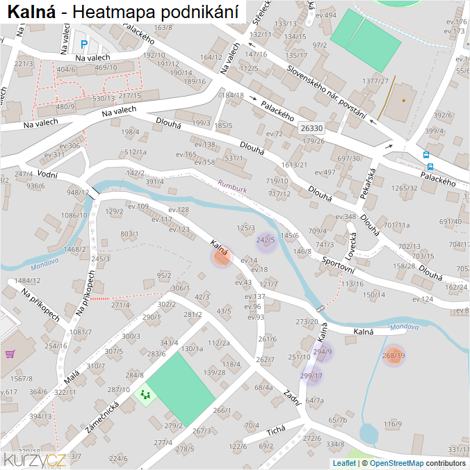 Mapa Kalná - Firmy v ulici.