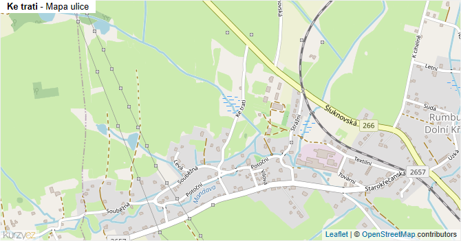 Ke trati - mapa ulice