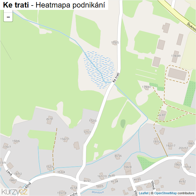 Mapa Ke trati - Firmy v ulici.