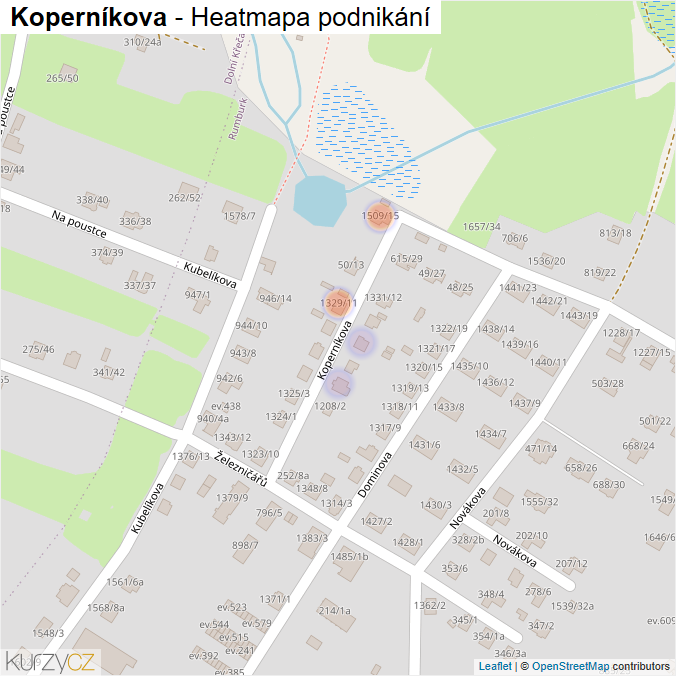Mapa Koperníkova - Firmy v ulici.