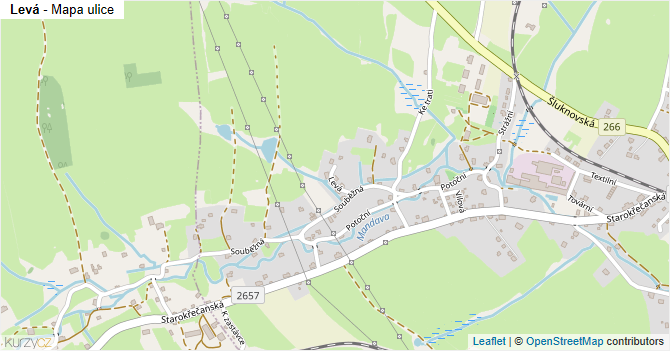 Levá - mapa ulice