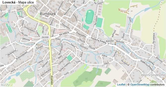 Lovecká - mapa ulice