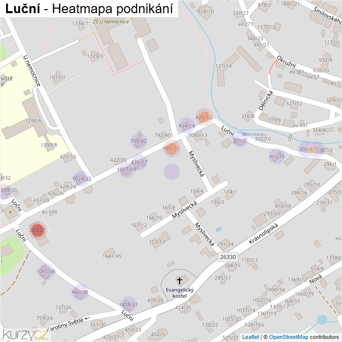 Mapa Luční - Firmy v ulici.