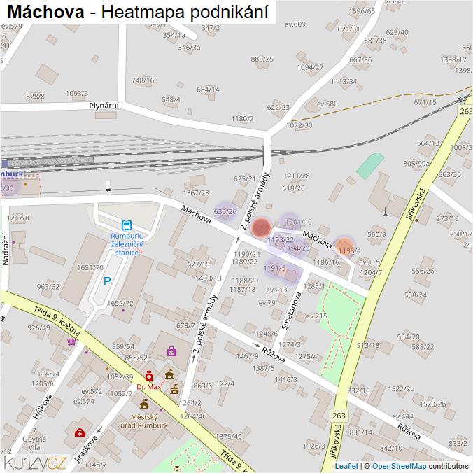 Mapa Máchova - Firmy v ulici.