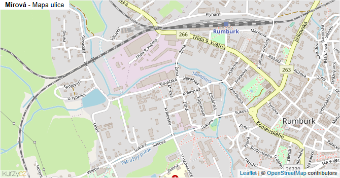 Mírová - mapa ulice