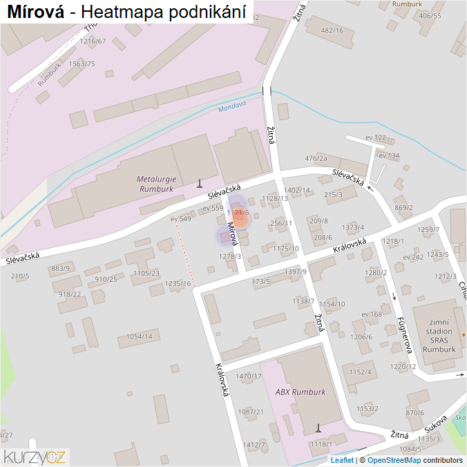 Mapa Mírová - Firmy v ulici.