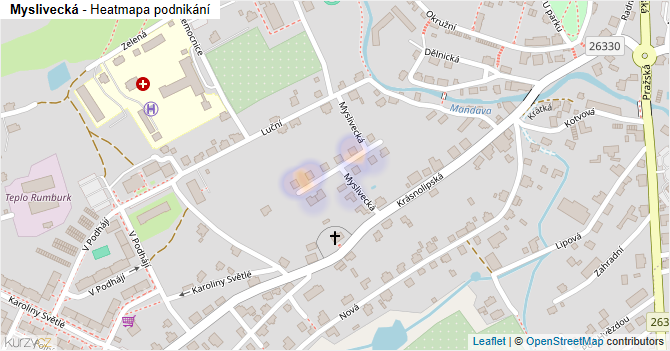 Myslivecká - mapa podnikání
