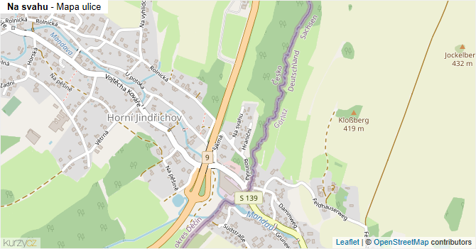 Na svahu - mapa ulice