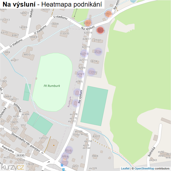 Mapa Na výsluní - Firmy v ulici.