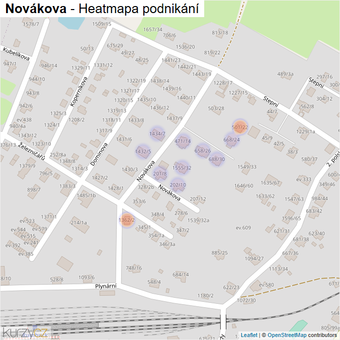 Mapa Novákova - Firmy v ulici.