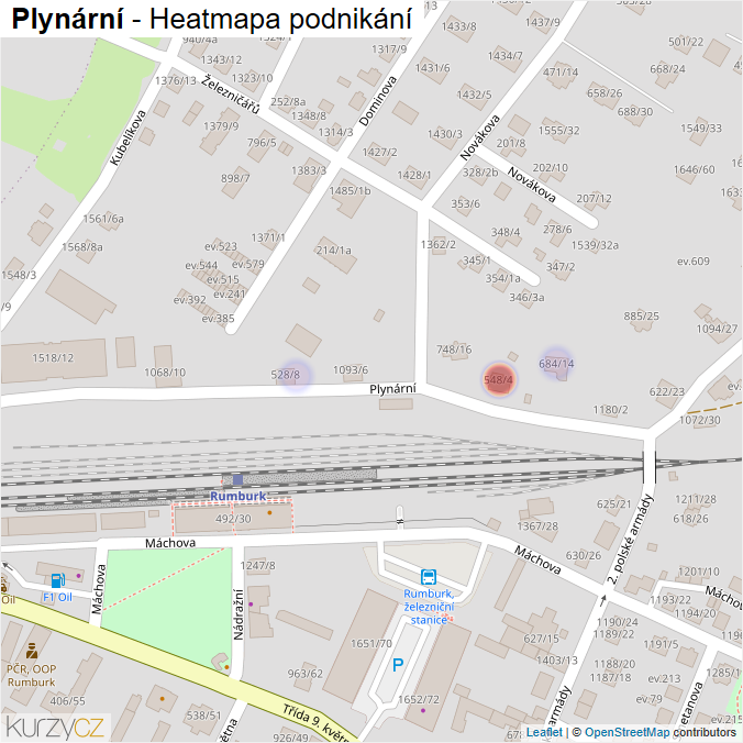 Mapa Plynární - Firmy v ulici.