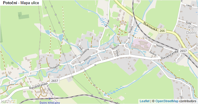 Potoční - mapa ulice