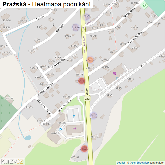 Mapa Pražská - Firmy v ulici.