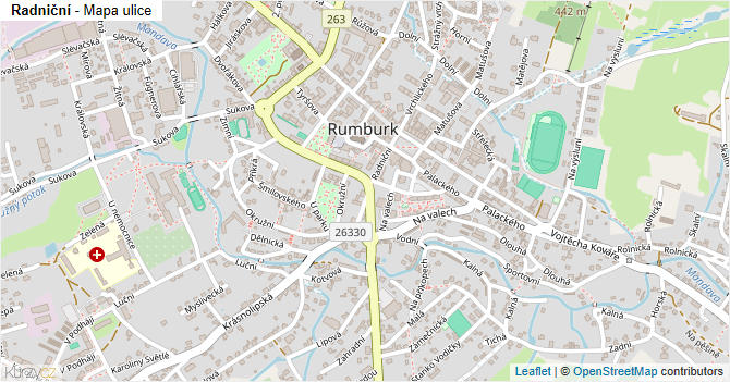 Radniční - mapa ulice