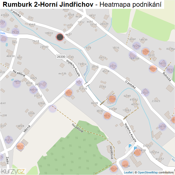 Mapa Rumburk 2-Horní Jindřichov - Firmy v části obce.