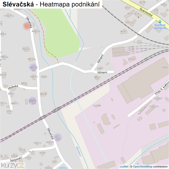 Mapa Slévačská - Firmy v ulici.