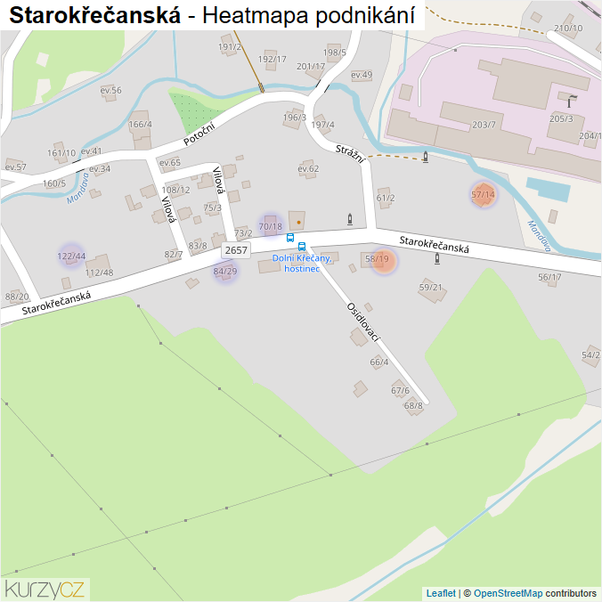 Mapa Starokřečanská - Firmy v ulici.