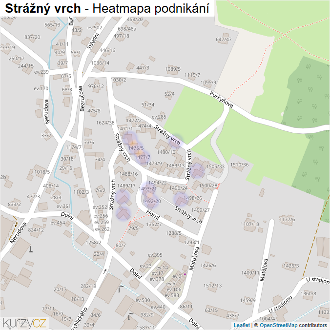 Mapa Strážný vrch - Firmy v ulici.