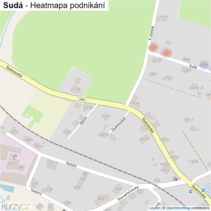 Mapa Sudá - Firmy v ulici.