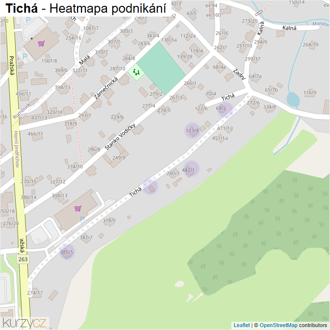 Mapa Tichá - Firmy v ulici.