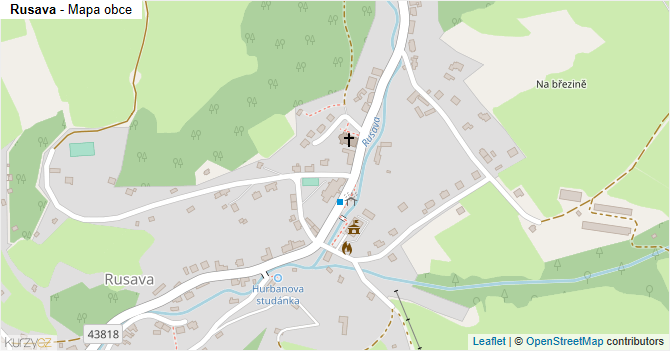 Rusava - mapa obce