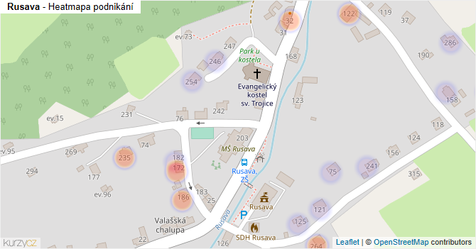Rusava - mapa podnikání