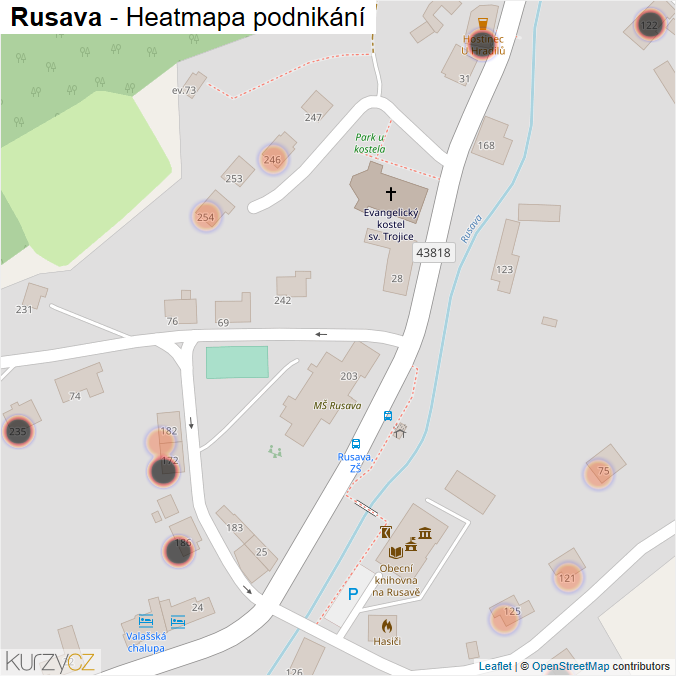 Mapa Rusava - Firmy v obci.