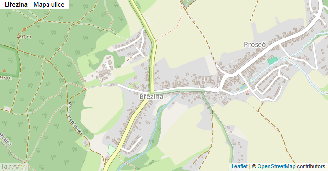 Březina - mapa ulice