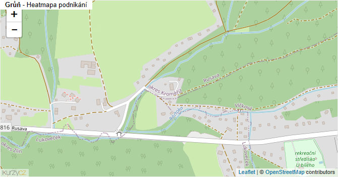 Grůň - mapa podnikání