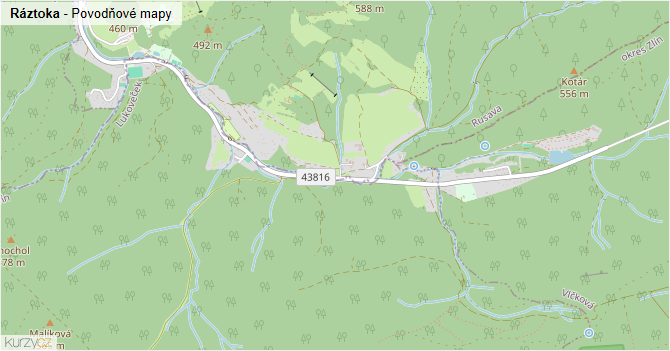Ráztoka - záplavové mapy stoleté vody