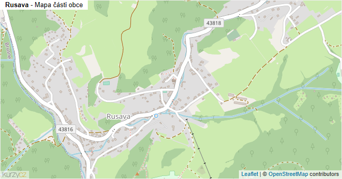 Rusava - mapa části obce