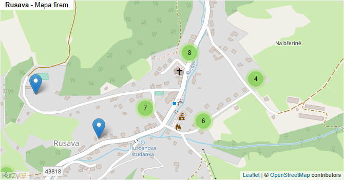 Rusava - mapa firem