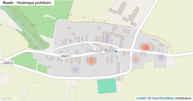 Rusín - mapa podnikání