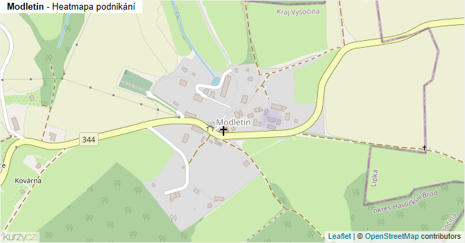 Modletín - mapa podnikání