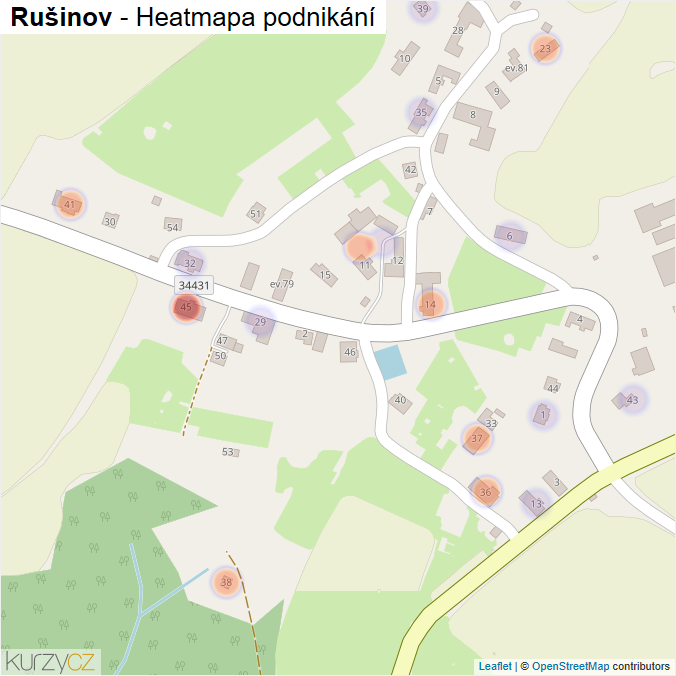 Mapa Rušinov - Firmy v části obce.