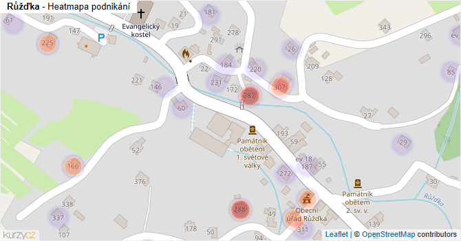Růžďka - mapa podnikání