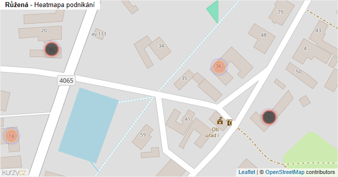 Růžená - mapa podnikání
