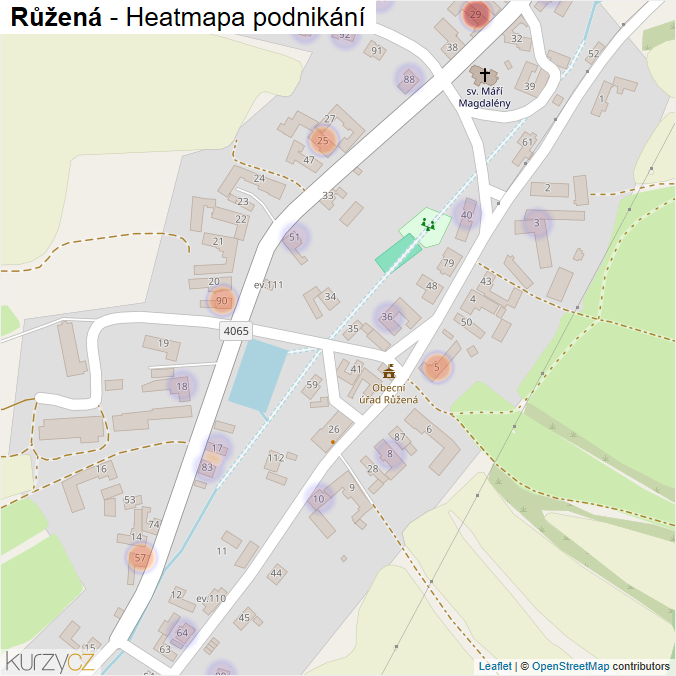 Mapa Růžená - Firmy v části obce.