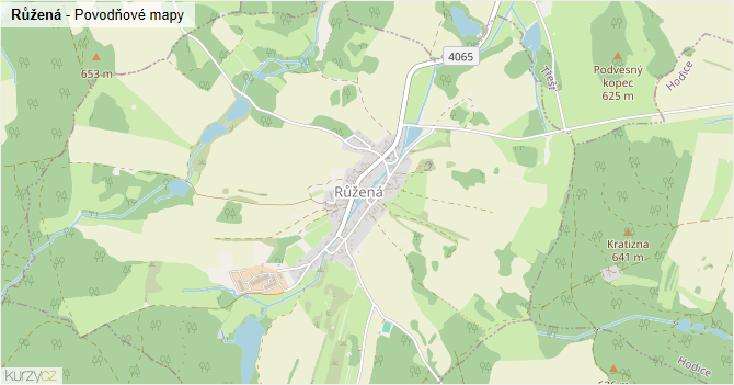 Růžená - záplavové mapy stoleté vody