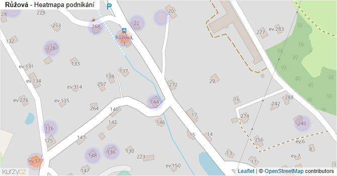 Růžová - mapa podnikání