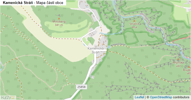 Kamenická Stráň - mapa části obce