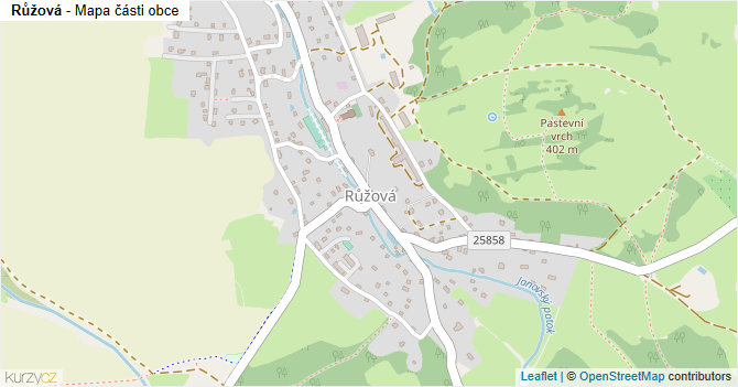Růžová - mapa části obce