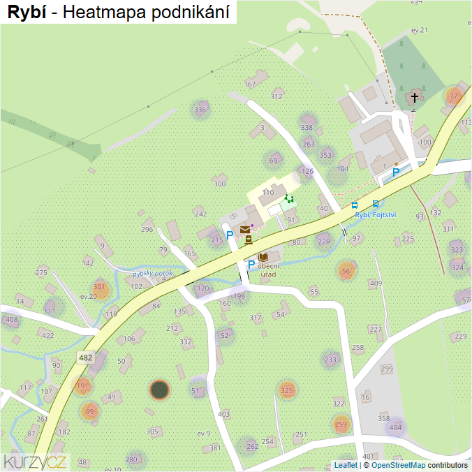 Mapa Rybí - Firmy v části obce.