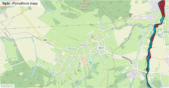 Rybí - záplavové mapy stoleté vody