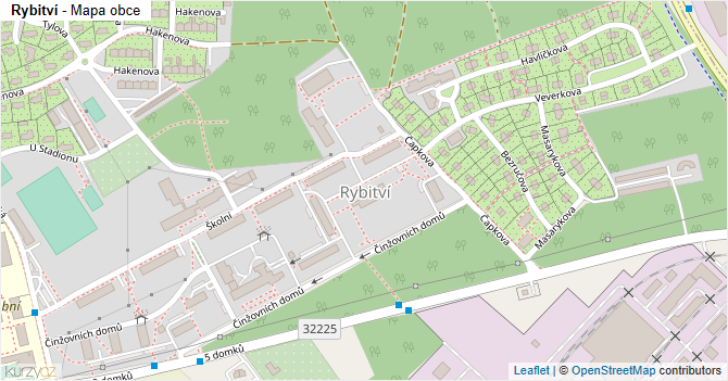 Rybitví - mapa obce
