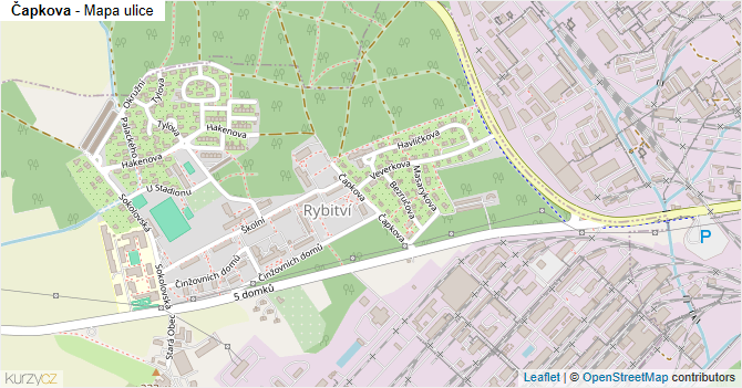 Čapkova - mapa ulice